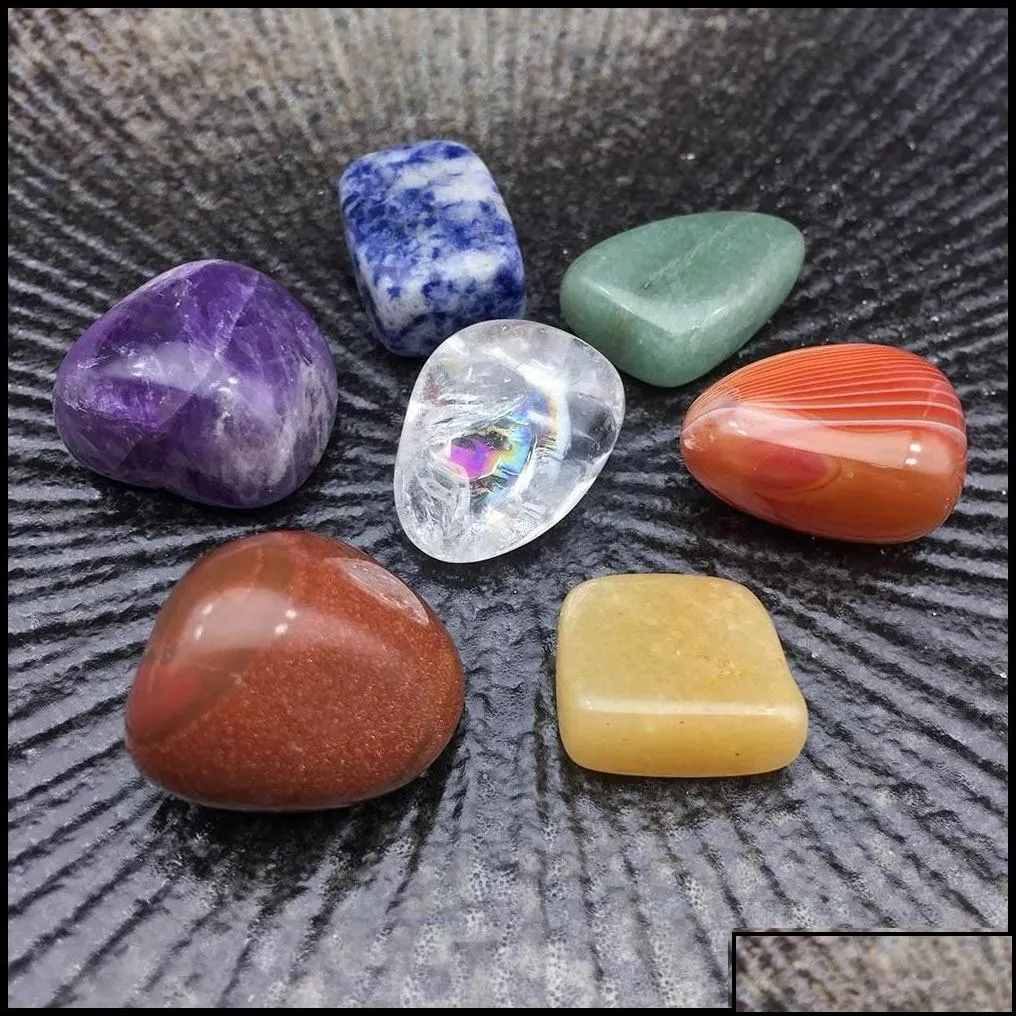 stone irregar seven chakra energy stone combination set natural healing crystal gemstone ornaments decoration gifts bag for children