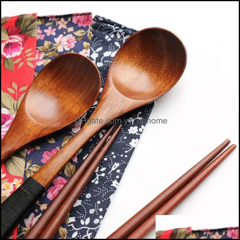 japanese style wood flatware set environmental portable cutlery spoon chopstick tableware chinese food japanese sushi chopstick