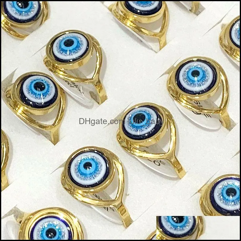 wholesale 36pcs silver gold devils eye rings stainless steel mix punk goth eyeball charm gift women men jewelry