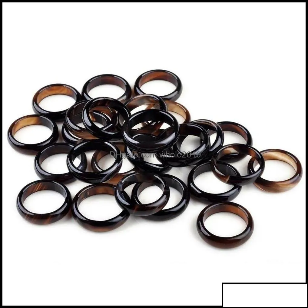 band rings jewelry 100pcs wholesale mixed ring colorf natural agate gemstone 29mm drop delivery 2021 dhsql