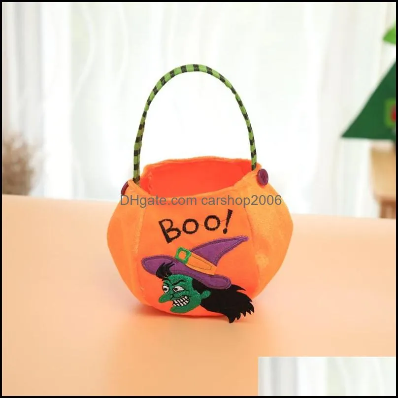 kids halloween candy bags gold velvet pumpkin witches candy bucket halloween trick or treat candy pot party decoration