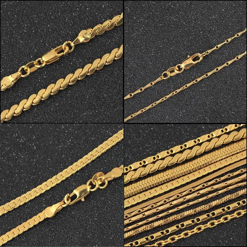 men necklace gold tone snake chain  cuba link with round box and wheat chains stainless steel choker jewelry