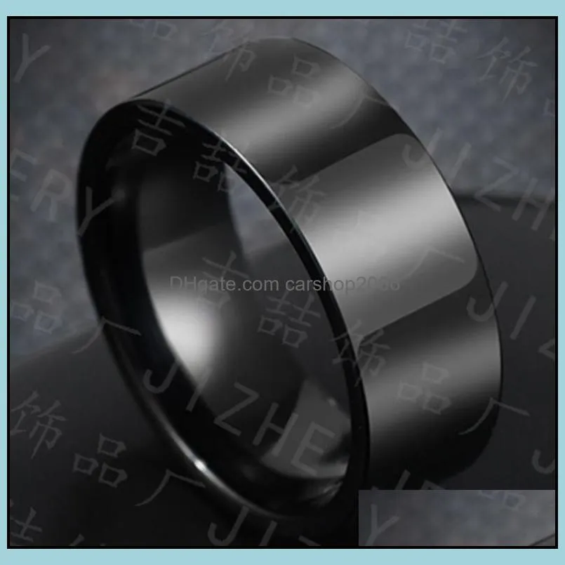 wholesale 30pcs 8mm gold silver black simple plain band 316l stainless steel rings fashion band jewelry finger ring