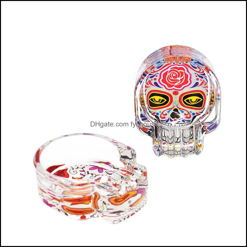 premium handmade sugar skull glass ashtray three cigarette ash holder 62mm cigarette ashtray smoking day of the dead glass cigar