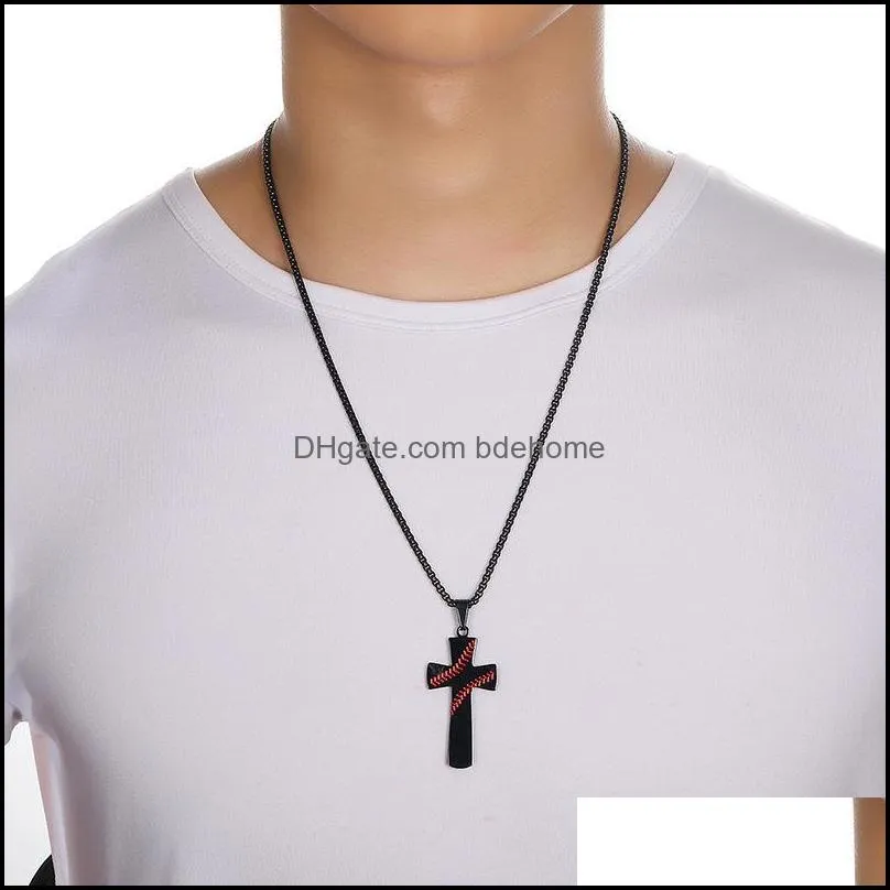 stainless steel baseball cross necklace for women and men stainless steel bible verse necklace christian religion jewelry gift for