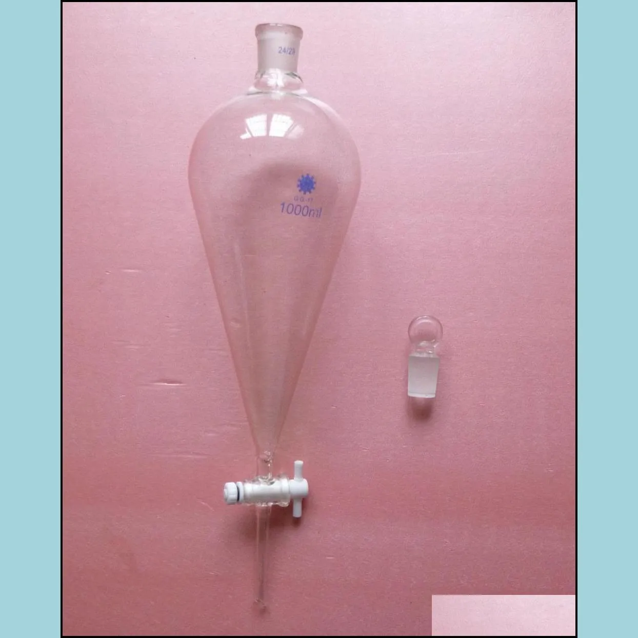 wholesale 1000ml 24/29 pyriform separatory drop funnel 1l ptfe stopcock glass stopper chemistry labware