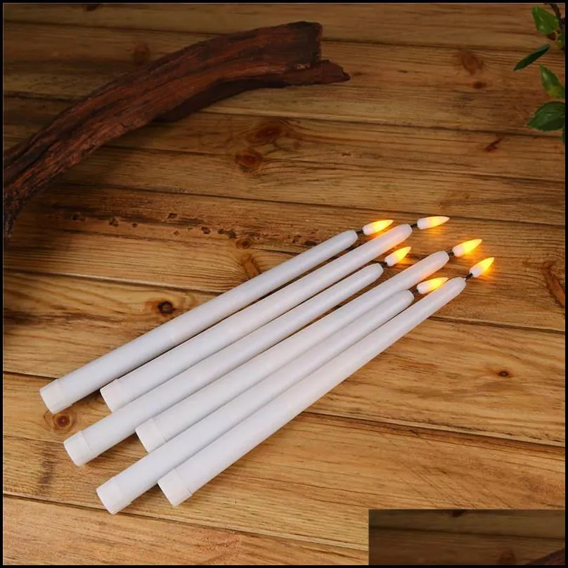 30 pieces 11 inch led battery operated flickering flameless ivory taper candle lamp stick candle wedding table 28cmhamber t200108