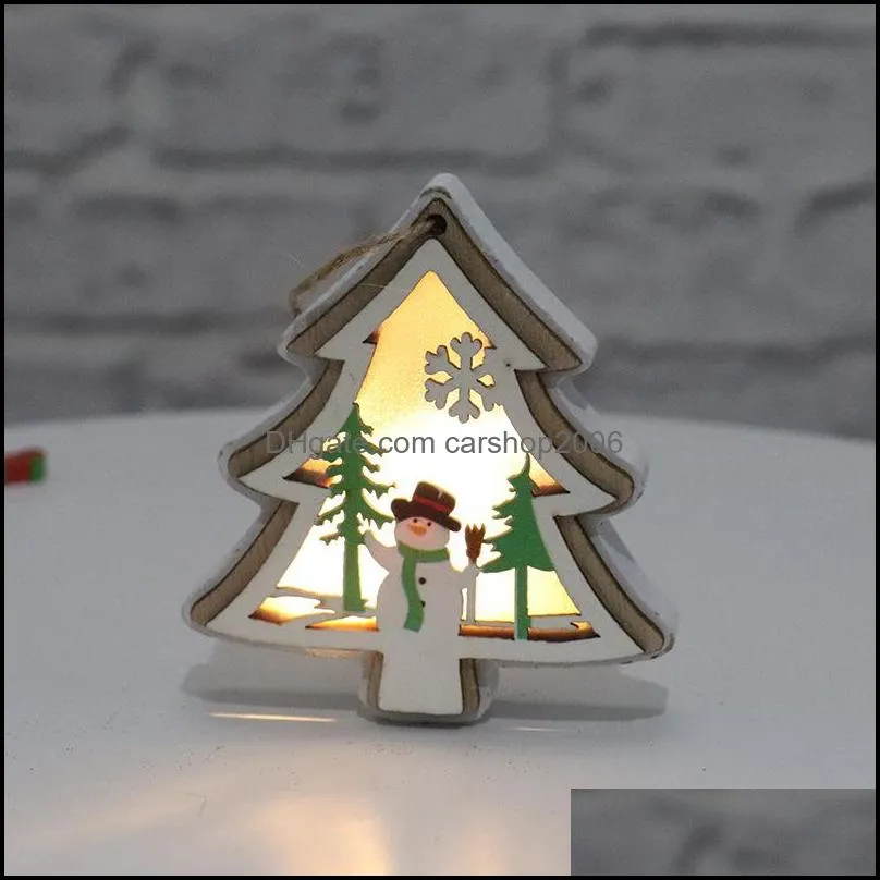 christmas lighted wooden pendant christmas tree bell gift star design hanging pendant merry xmas tree hanging ornament