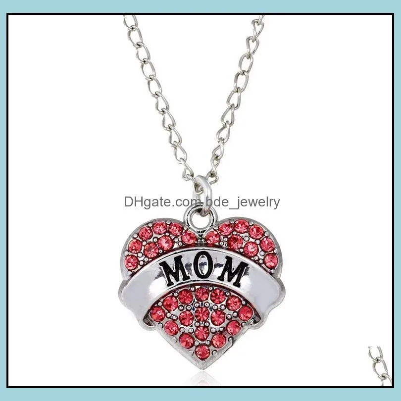 diamond peach heart pendant necklaces mothers day gift family daughter sister crystal necklace