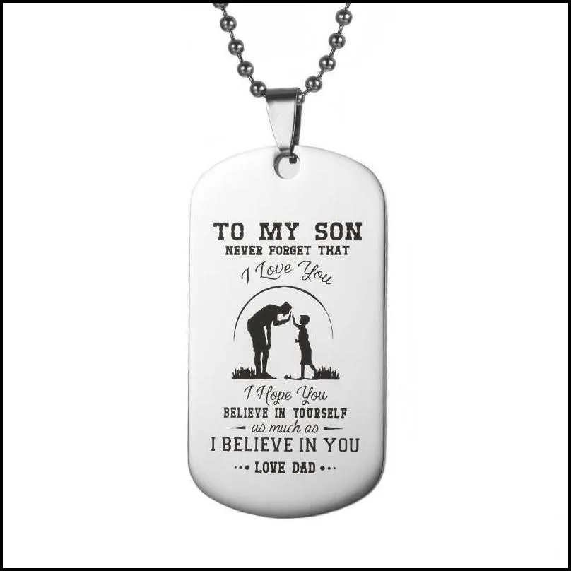 stainless steel tag necklace to my son letter military pendant artifact trend jewelry accessories