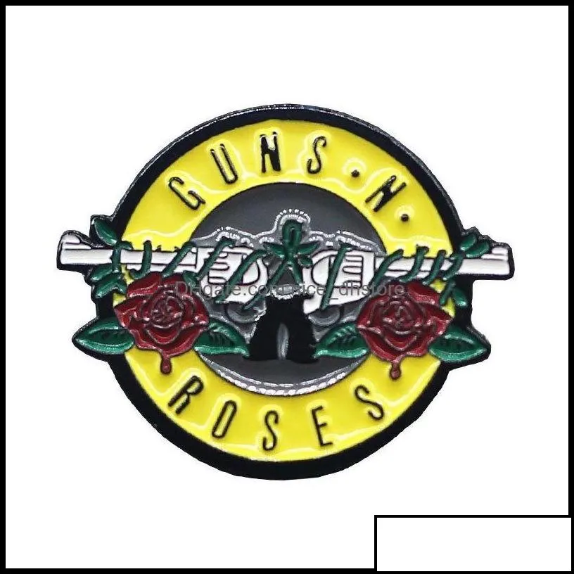 PinsBrooches Jewelry Guns Nroses Enamel Pins Funny Art Music Brooch Men Women Fashion Gifts Movie Novel Hat Lapel Bad Dhe46