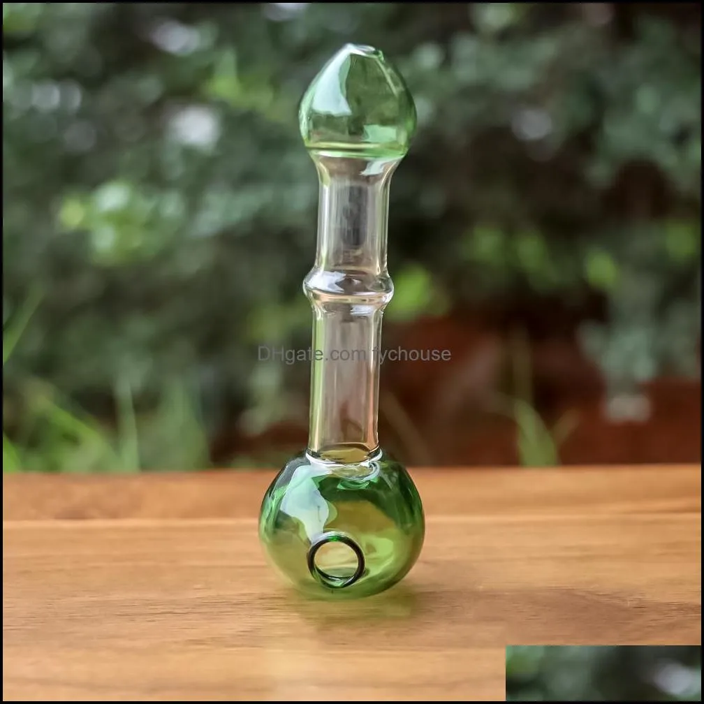 high quality colored glass pipes mini smoke handle oil burner water pipe bong accessories mix wholesale