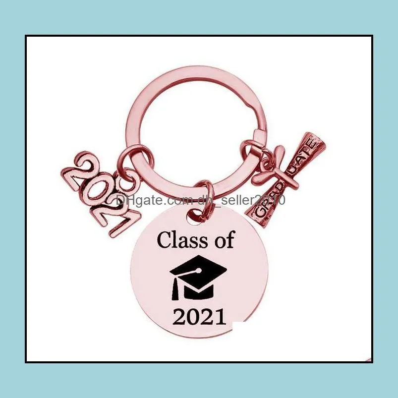 2021 stainless steel keychain pendant class of graduation season buckle plus scroll opening ceremony gift key ring 30mm