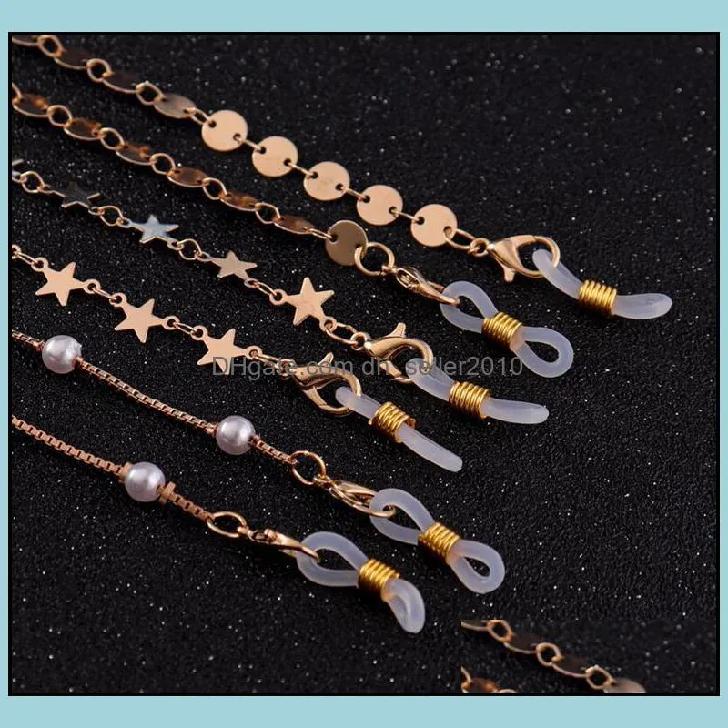 simple copper goldplated glasses chain antislip dropproof face mask necklace holder eyeglasses lanyard