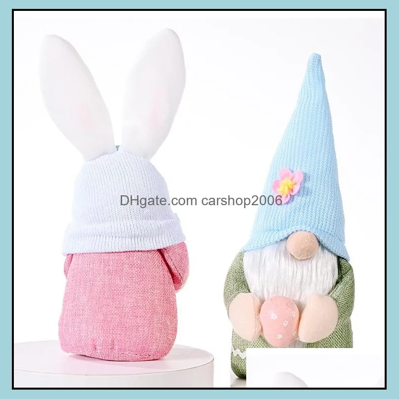 easter bunny gnome decoration dwarf rabbit faceless doll christmas decor plush home party decorations kids toys standing post