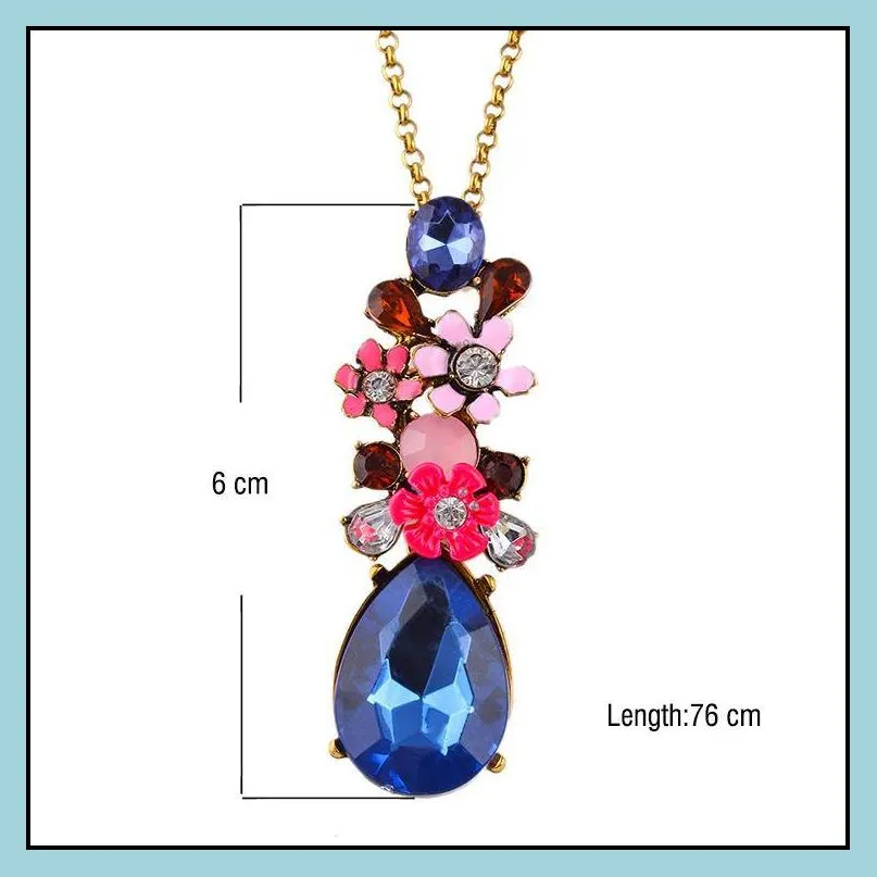 crystal diamond necklaces for women men bohemian rhinestone long charms chains necklaces