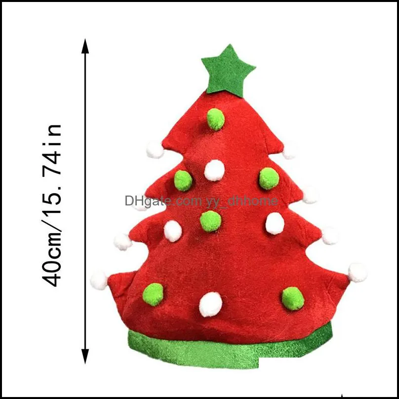 merry christmas hat red green christmas tree caps gold velvet fabric adult kids year costume accessory