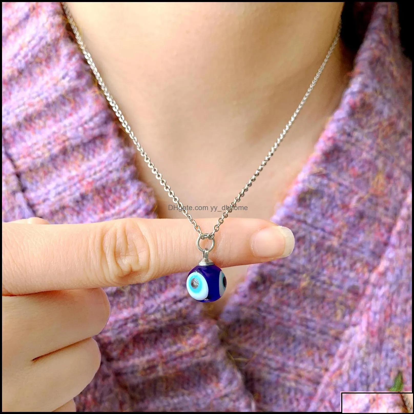 Pendant Necklaces Pendants Jewelry Blue Evil Eye Charms Necklace For Women Stainless Steel Gold Turkish Eyes Gift Bijoux Drop Delivery