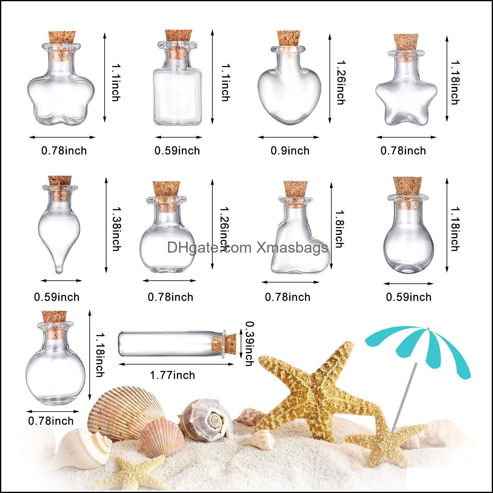 Pendants Small Mini Glass Jars Bottles With Cork Stopper 10 Style Christmas Wishing Bottle And Eye Screws For Wedding Birthday Party Ho