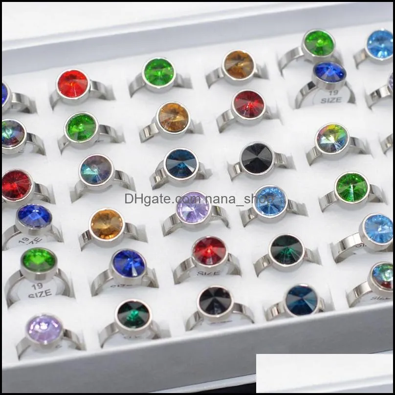 bulk lots 30pcs colorful cz crystal luxury metal rings no fade size 1720 women wedding engagement lovers jewelry accessories