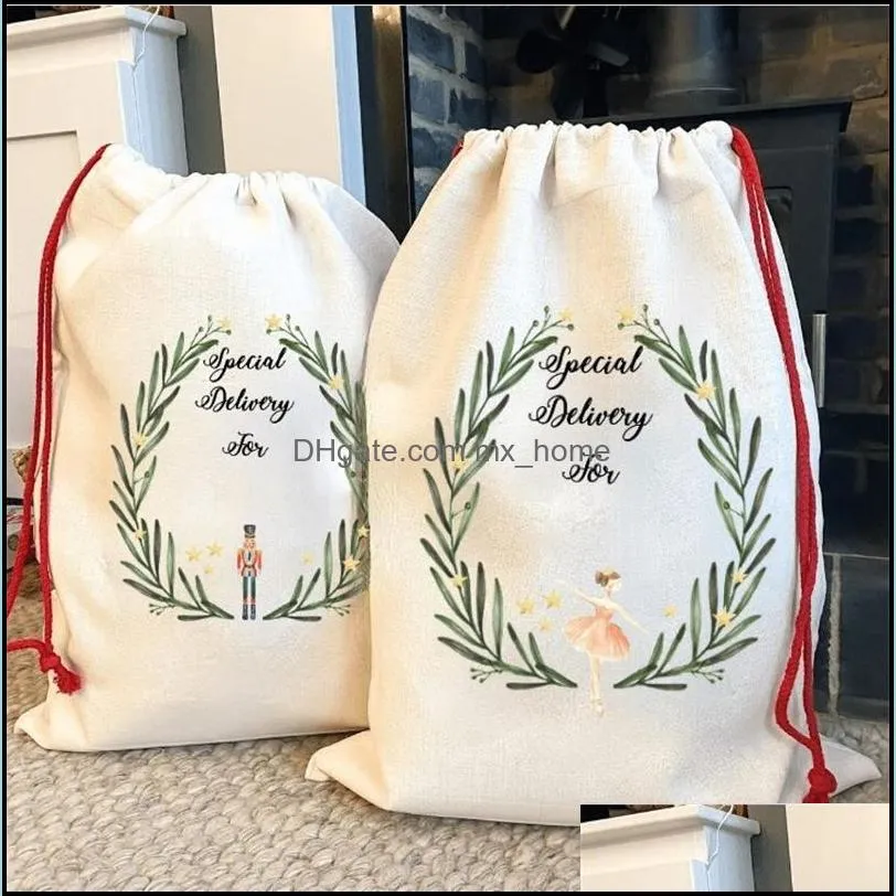 sublimation blank halloween christmas bags diy personalized santa sacks drawstring bag xmas gift bag