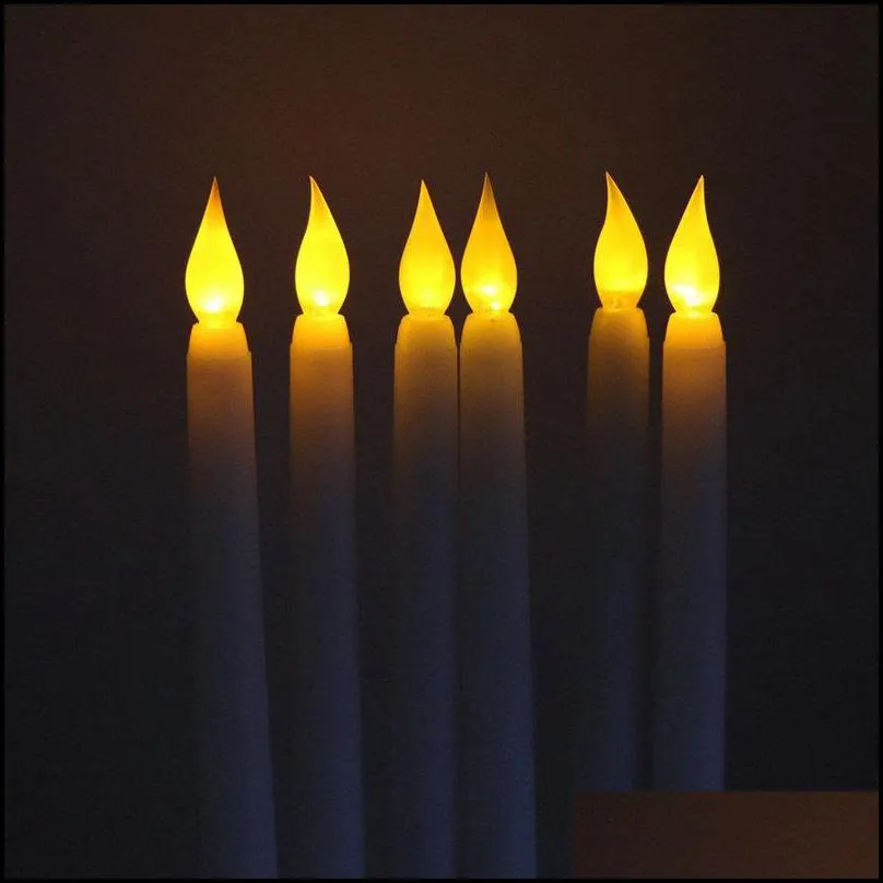 30pcs 11led battery operated flickering flameless ivory taper candle lamp stick candle wedding home table decor 28cmhamber t200108