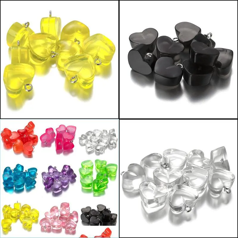 10pcs/lot diy love heart loose bead for jewelry bracelets necklace hair ring making accessories crafts acrylic kids handmade beads