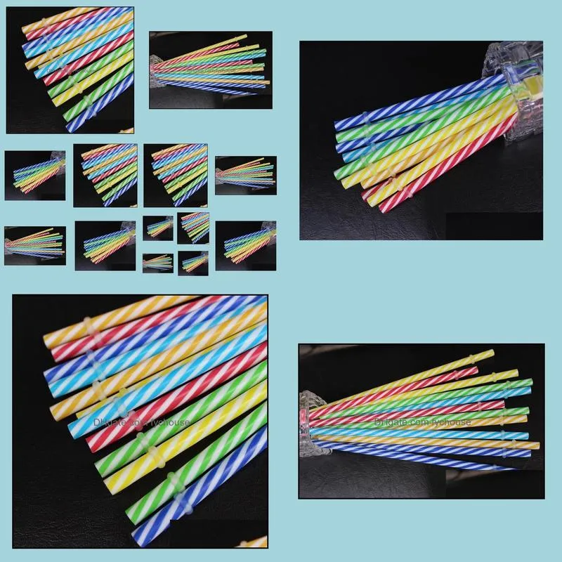 wholesale100pcs reusable biodegradable distored color beverage hard plastic stripe drinking straws