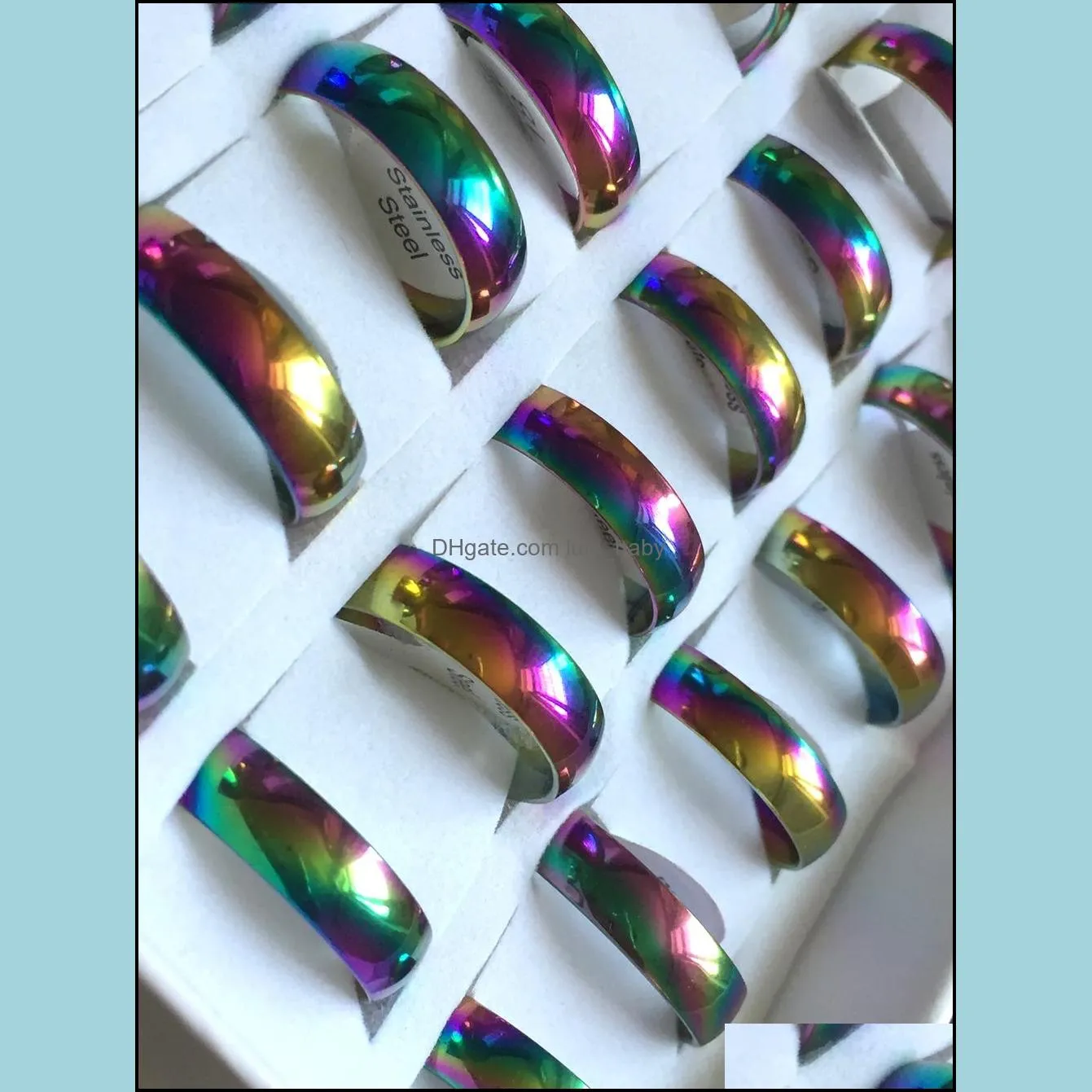 wholesale 100pcs 4/6 8mm comfortable 316l stainless steel rings fashion band gift jewelry ring man women