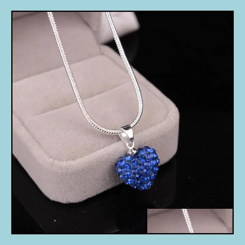 rhinestone heart necklace friendship gifts family member love pendant necklace women chain necklaces