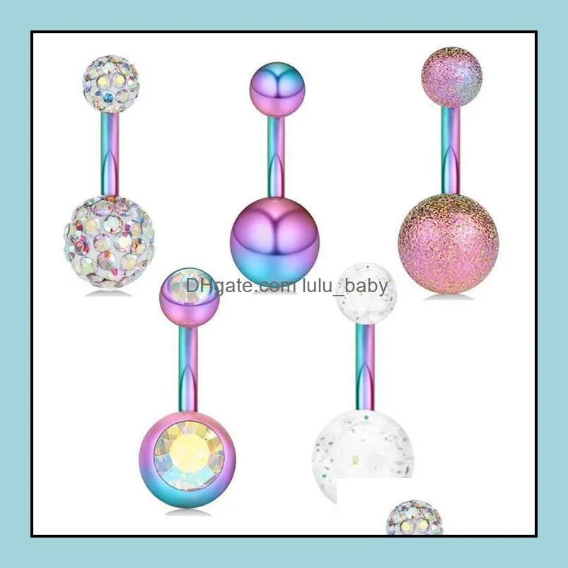 stainless belly button rings piercings ombligo navel pierce sexy navel earring rainbow body jewelry pircing