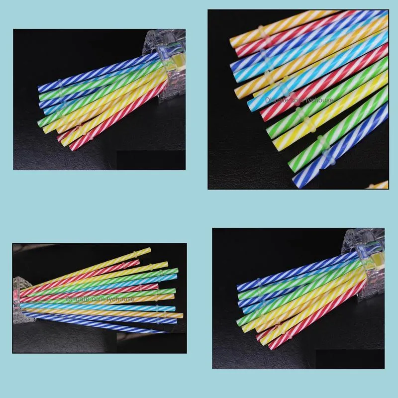 wholesale100pcs reusable biodegradable distored color beverage hard plastic stripe drinking straws