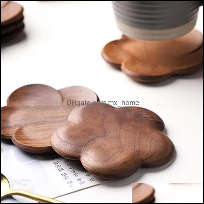 walnut wood coasters coffee tea cup wooden placemat heat heat resistant drink mat home table mug pad