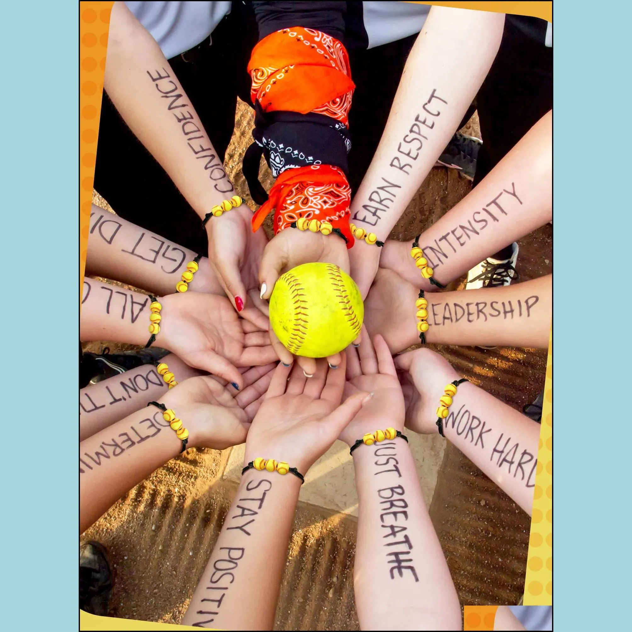 charm bracelets softball wristbands yellow beads adjustable inspirational sport ball bracelet for teens adts birthday party luckyhat