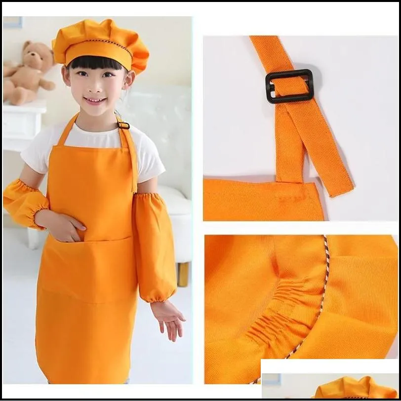 Textiles Home Garden Drop Delivery 2021 Pocket Craft Cooking Baking Art Painting Kitchen Dining Bib Children Kids Aprons 15 Colors
