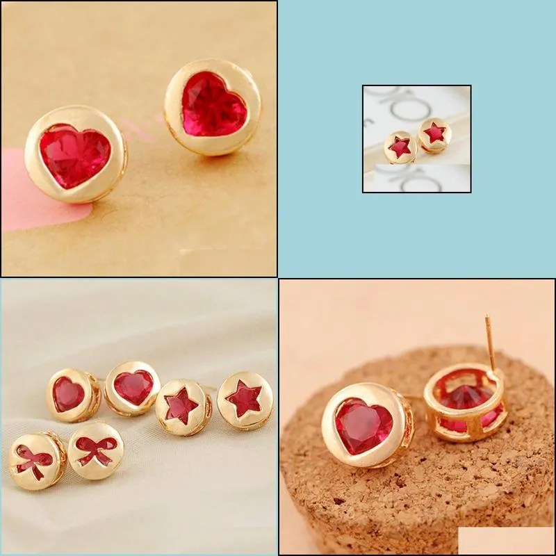 stud earrings wholesale 2016 new style red heart earrings wedding jewelry accessories channel earrings