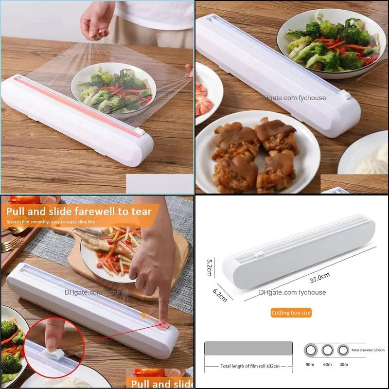 twoway sliding knife multisize applicable suction cup type plastic wrap cutter household creative kitchen utensils hh378