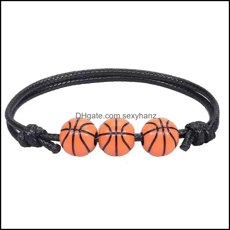 handmade tennis ball wax bracelet summer beach jewelry couple gift basketball baseball sports charm bracelets for men women