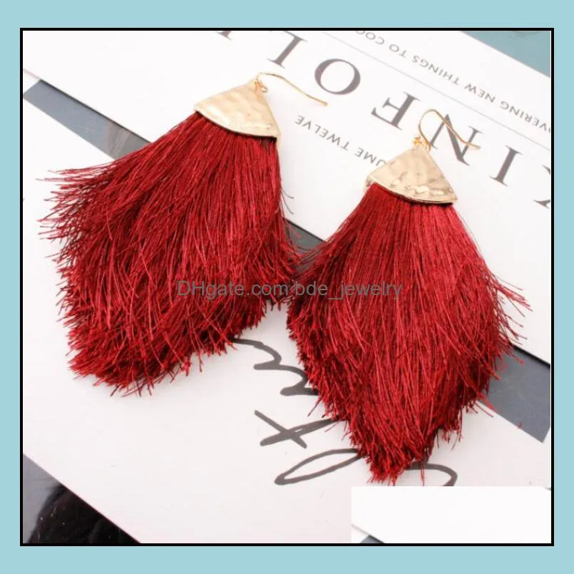 women bohemia long tassel earrings chandelier fringe earring fashion dangle eardrop 13 colors