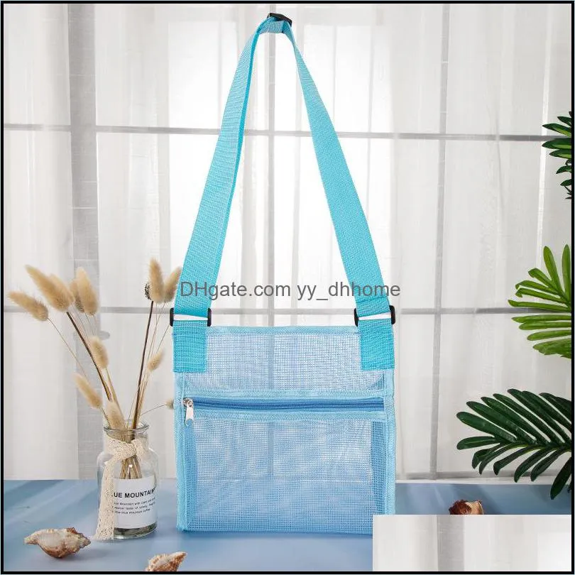 colorful mesh beach bags breathable sea shell bag with adjustable carrying straps