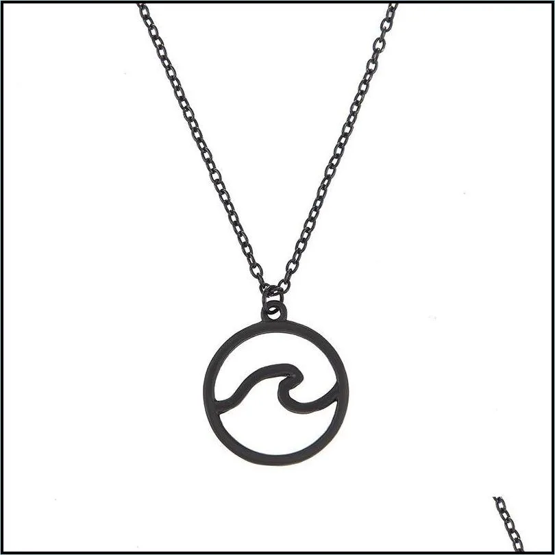 wave necklace for women wholesale nautical jewelry gift ocean silver color jewelry simple beach pendant necklace