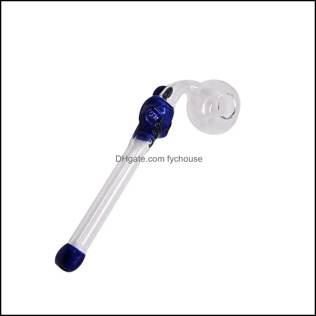 glass pipe skull shape smoking handle pipes curved mini 6 inches smoking pipes hand blown best oil burner glass oil rigs pipe bongs