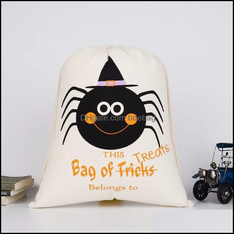 halloween party canvas drawstring bag trick or treat pumpkin candy sacks reusable bulk goody bags