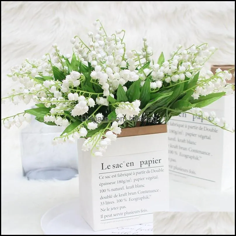 artificial orchid flower lily of the valley flower simulation plastic valley lily for wedding home showcase decorative flowers