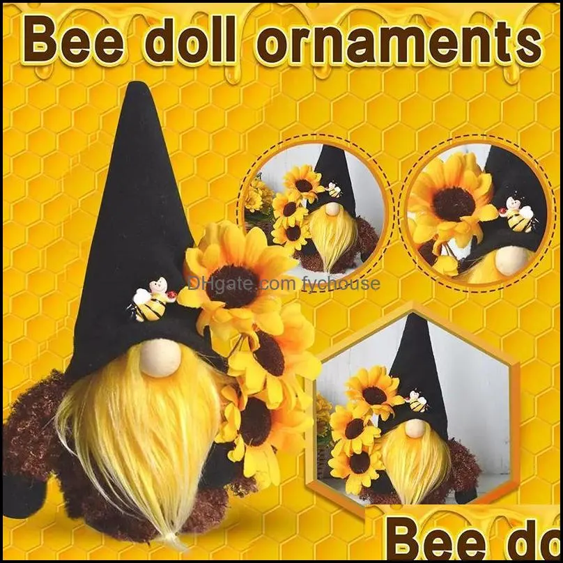 bee festival faceless doll dwarf cute sunflower bee ground fine autumn color doll ornaments