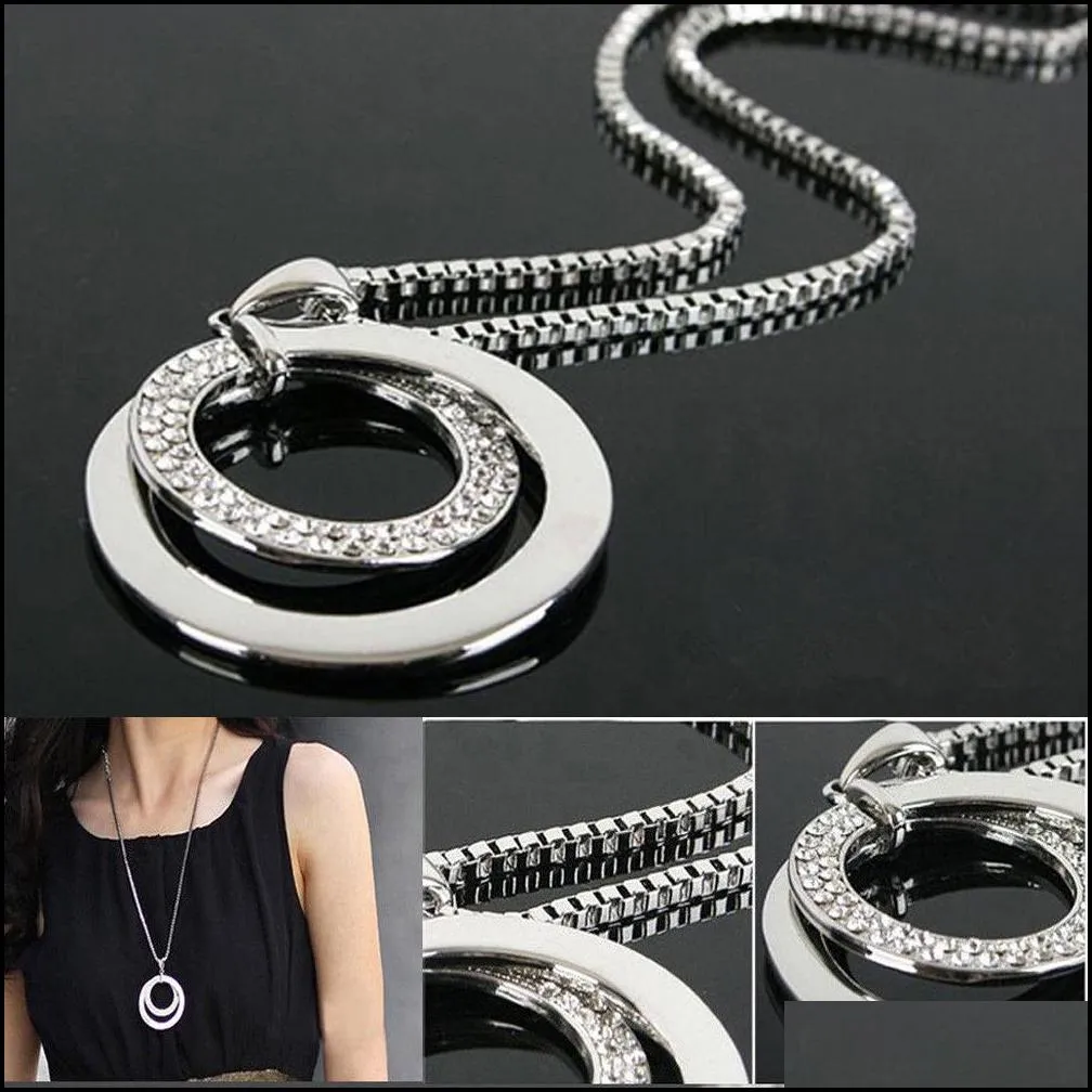 necklaces pendant crystal rhinestone long chain necklace
