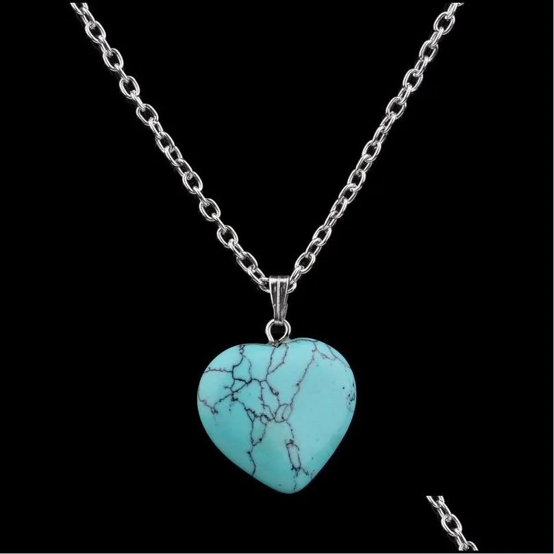 chain necklace bullet shape natural for women turquoise water drop quartz stone pendant necklace for women