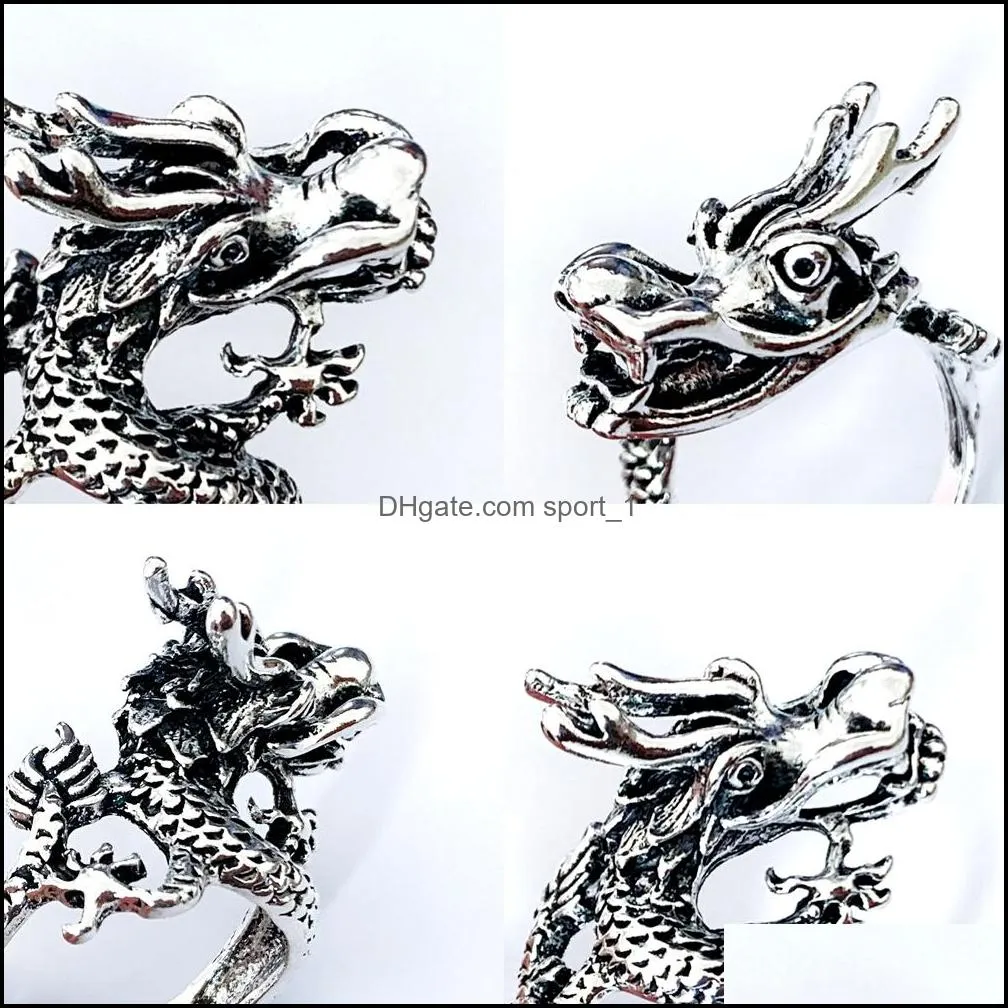 bulk lots 20pcs alloy chinese dragon design ring mix cool charm vintage gift men jewelry wholesale