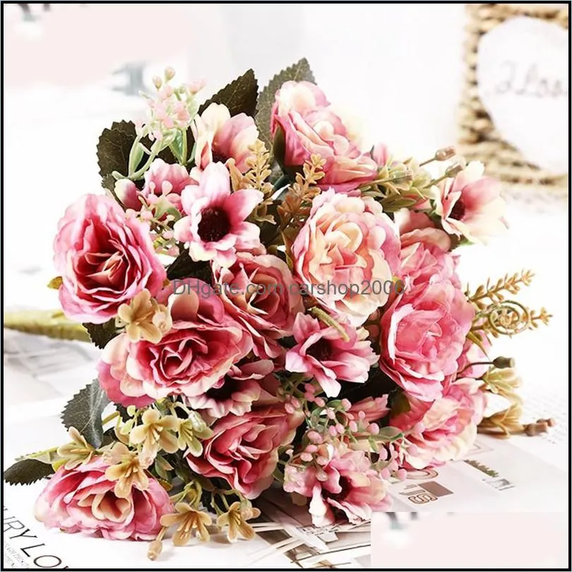 wedding bride flower bouquet diy wedding artificial flower rose bridesmaid holding bouquet flowers wedding home decoration