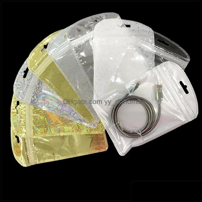 translucent laser pouch bag gold silver plastic packaging bag resealable single packaging bag retail package pouches